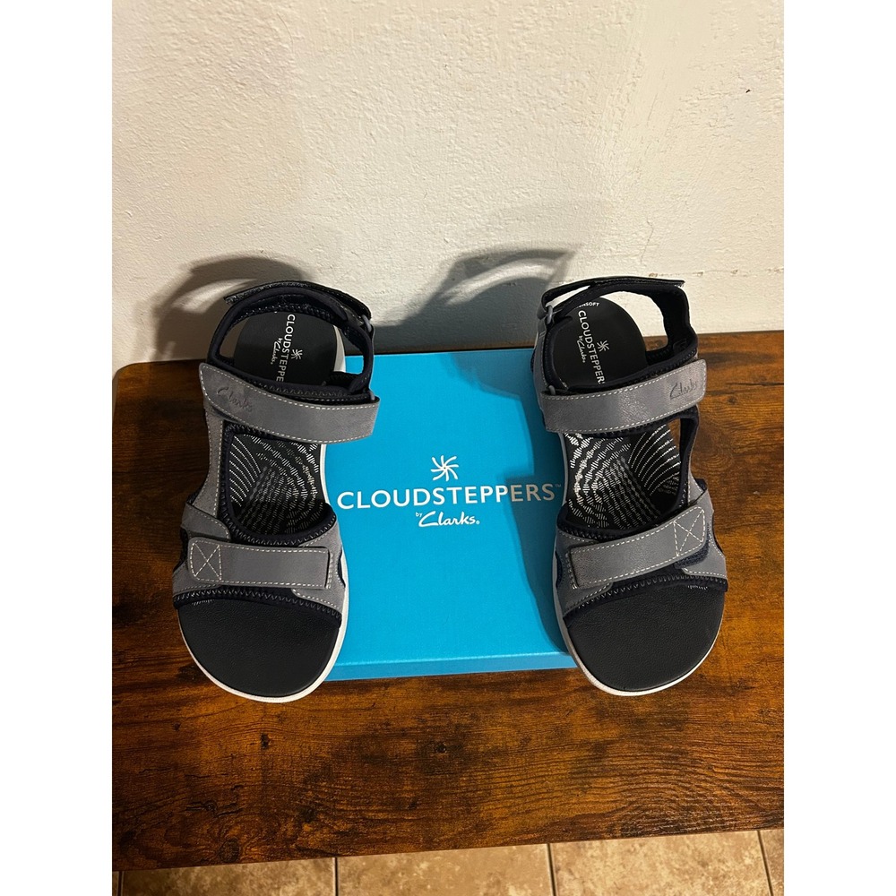Clarks Cloudsteppers Mira Bay Denim Blue Sandals Women 7 M 261714144045